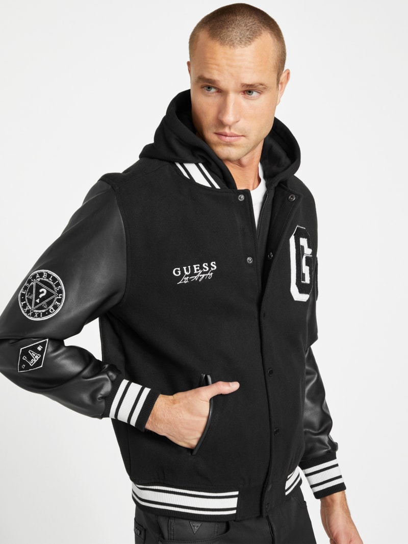 Guess hooded varsity jacket outlet