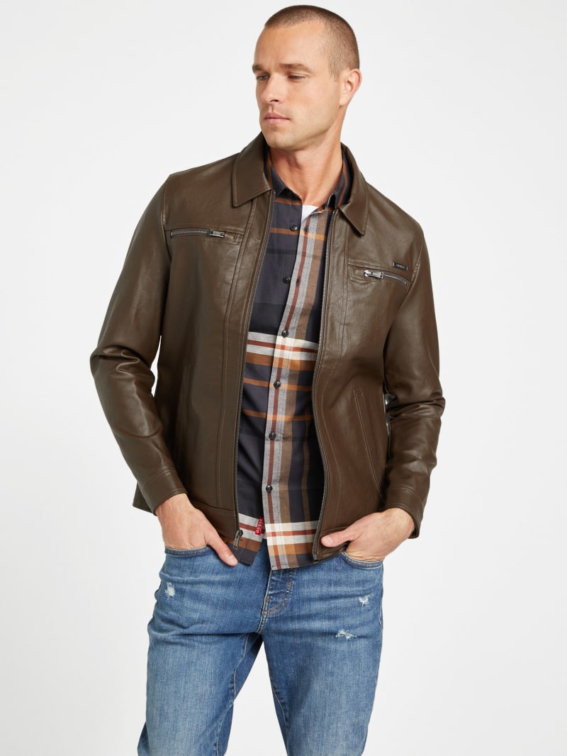 Elijha Faux Leather Jacket GUESS Factory