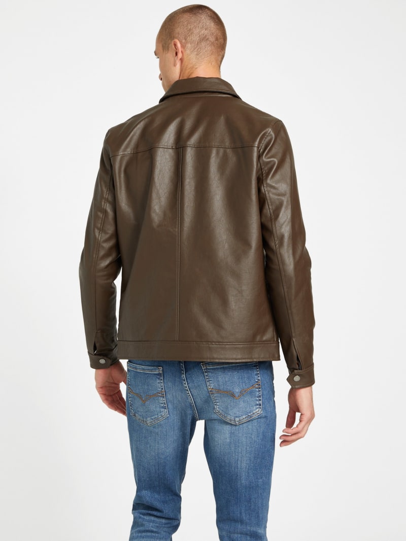Guess tan leather jacket top