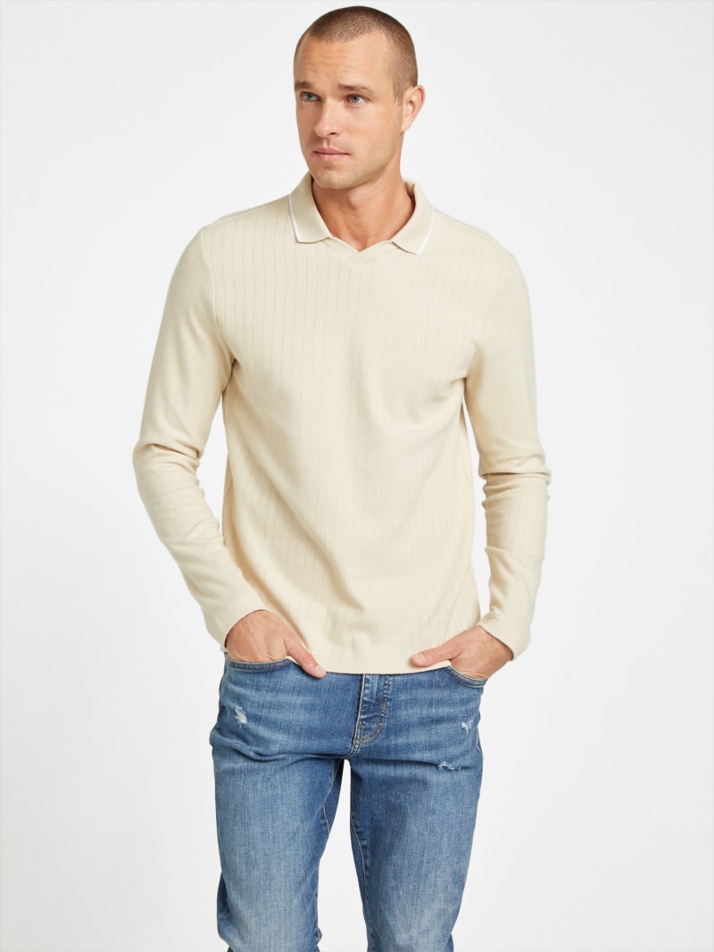 Remington Ribbed Long-Sleeve Polo | GUESS Factory