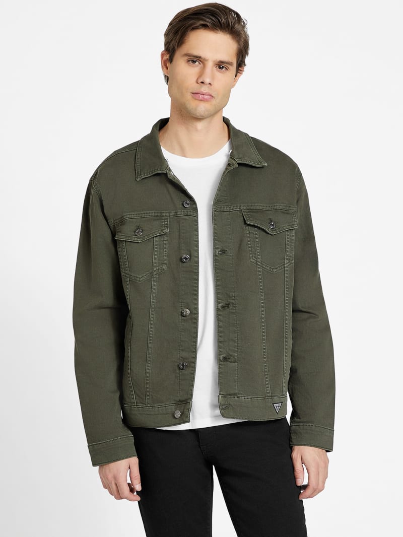 Denim jacket green best sale