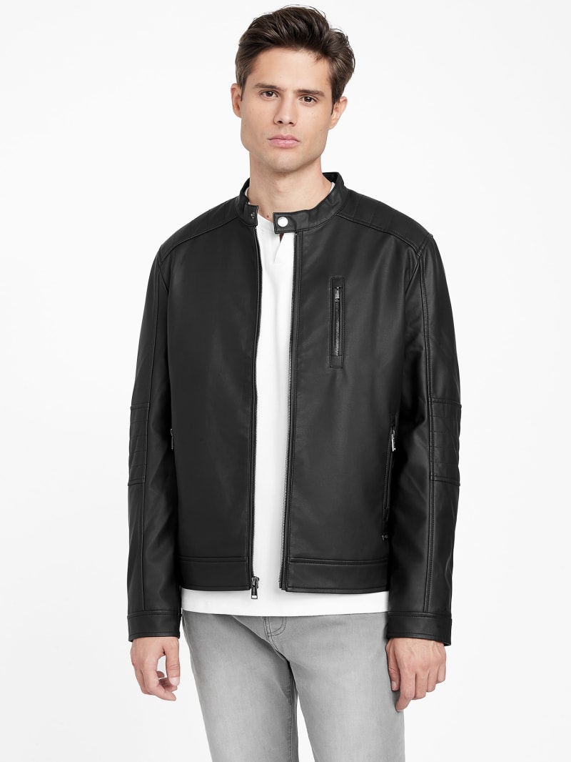 Matty Faux-Leather Moto Jacket | GUESS Factory Ca