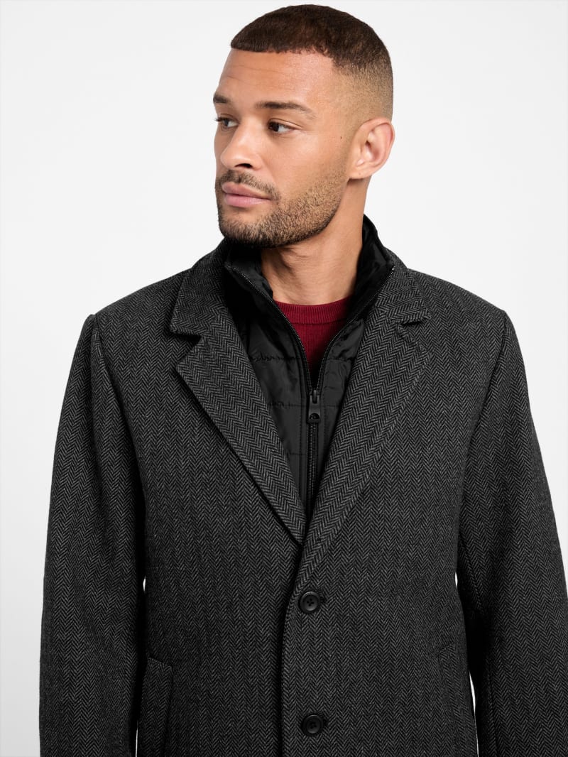 Guess black wool coat clearance