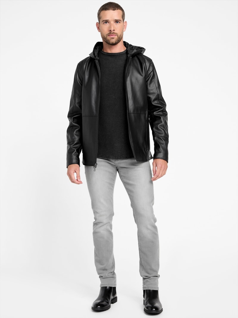 Andy Faux-Leather Hooded Jacket | GUESS Factory