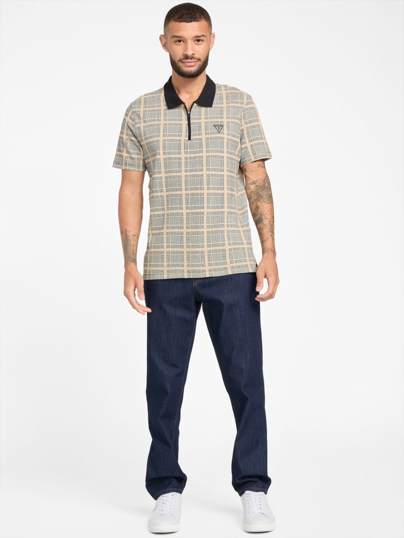 Eco Zanny Plaid Zip Polo | GUESS Factory