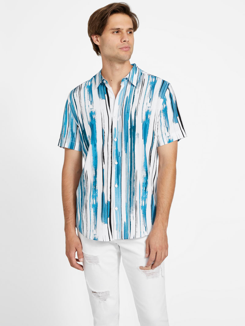 Guess striped button up top
