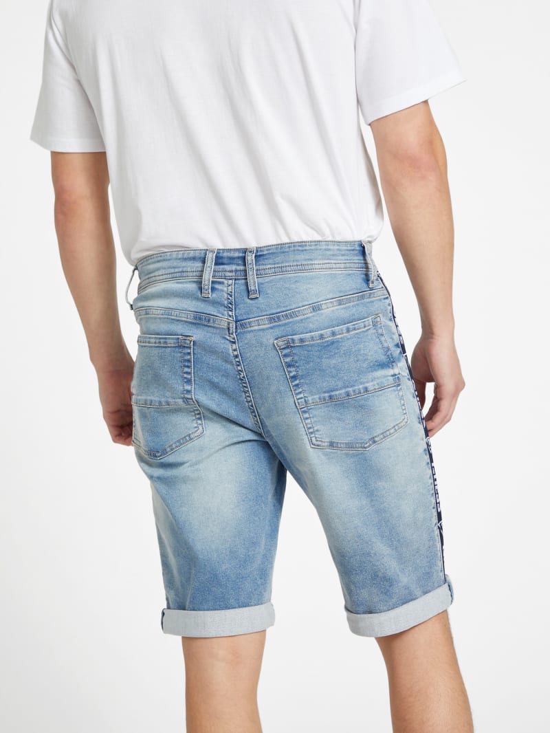 Eco Kyler Logo-Tape Denim Shorts | GUESS Factory Ca
