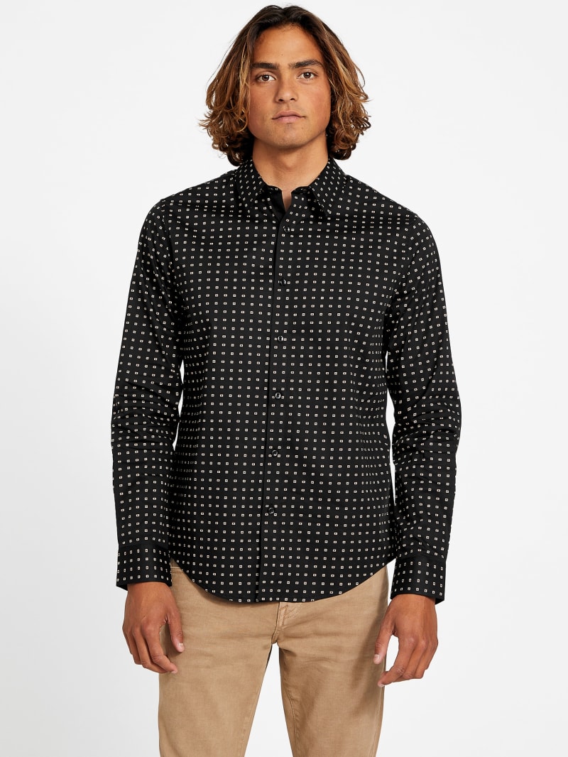 Kay Geo Long-Sleeve Shirt | GUESS Factory