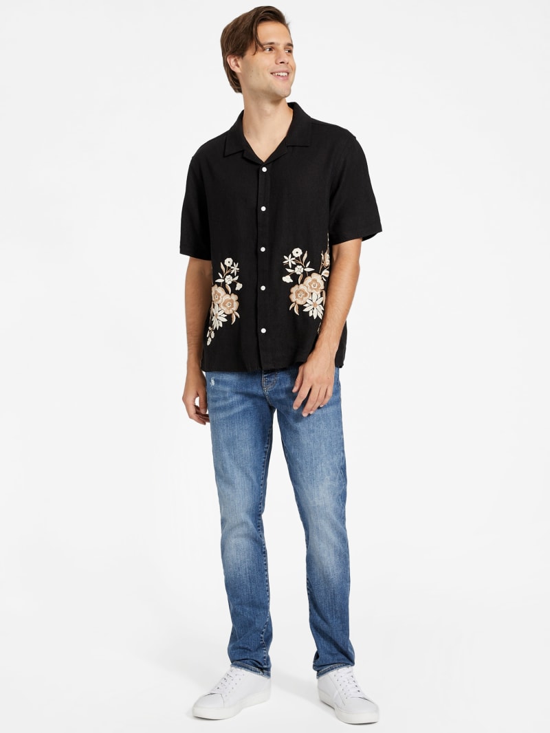 Eco Gaudi Embroidered Linen Shirt | GUESS Factory