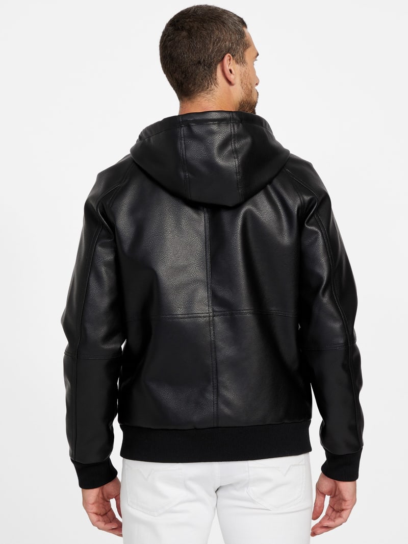 Kevin Faux-Leather Hoodie | GUESS Factory