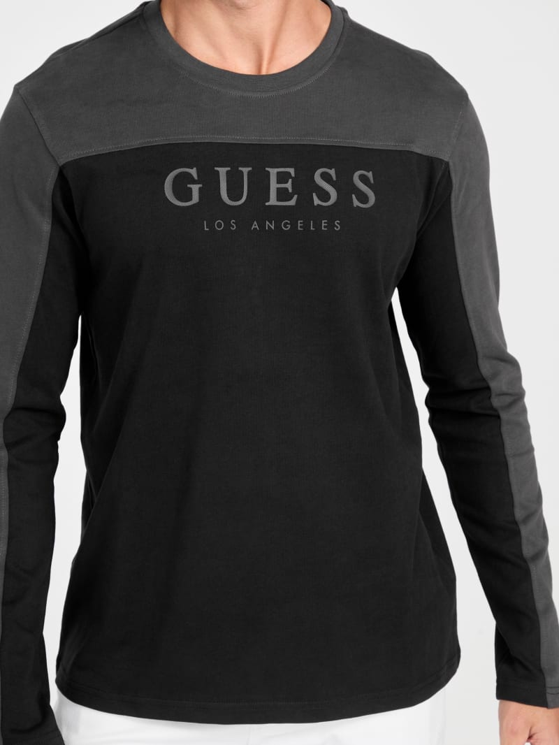 BTS着用★LAUL★SIDE LINE WARM TERRY CREWNECKスウェット_BLACK Eco Rey Crewneck Long-Sleeve Tee | GUESS Factory