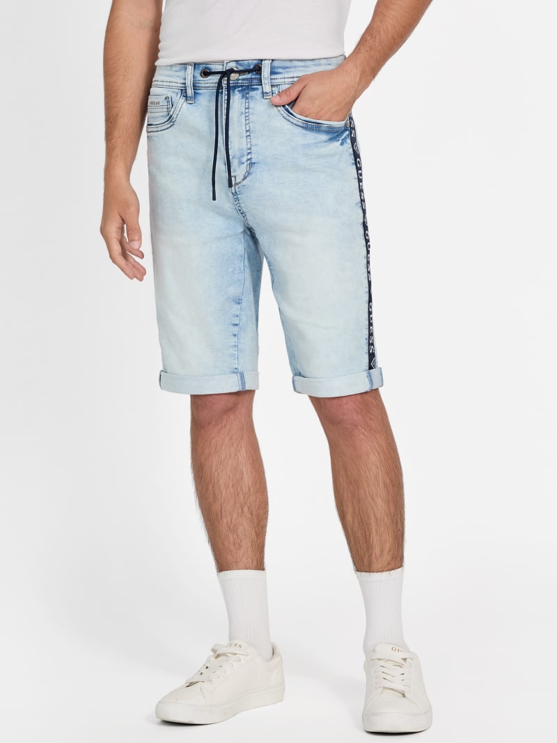 Linus Logo Knit Denim Shorts | GUESS Factory Ca