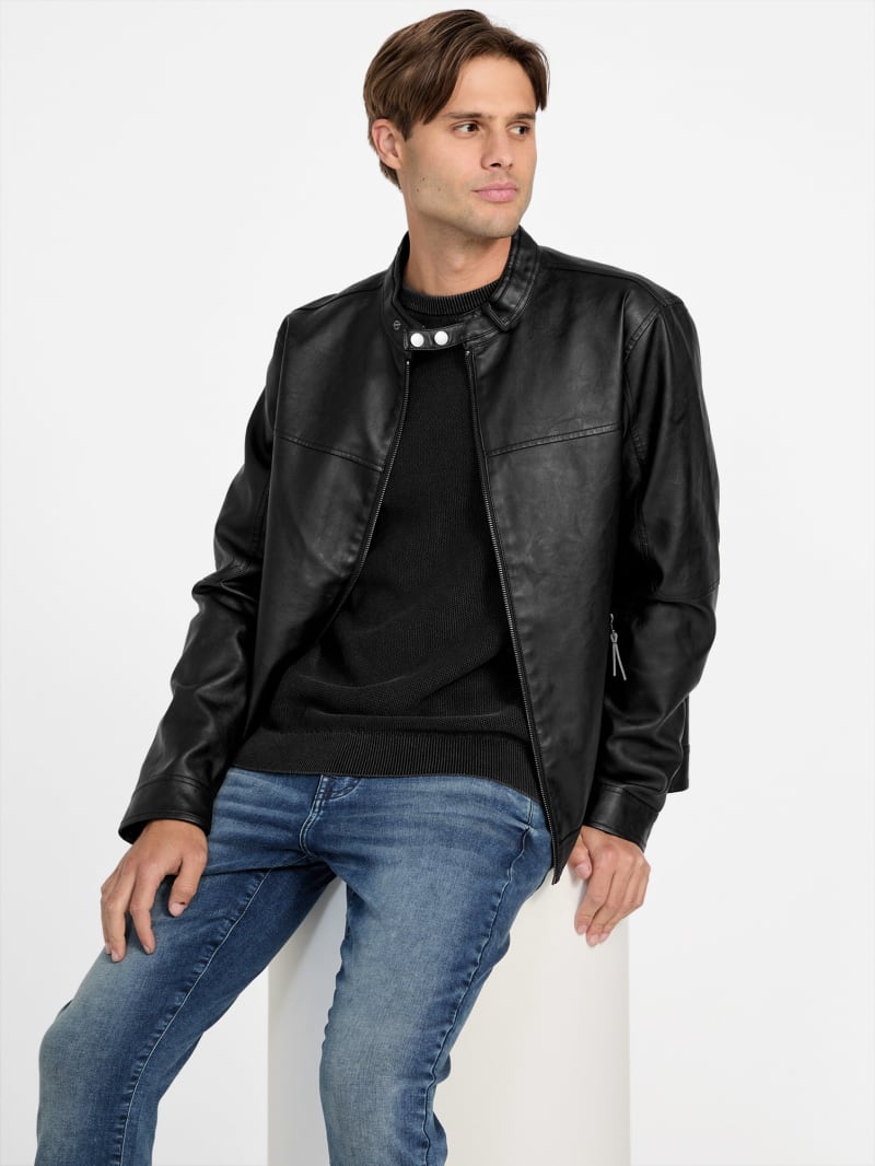 Rickie Faux-Leather Biker Jacket