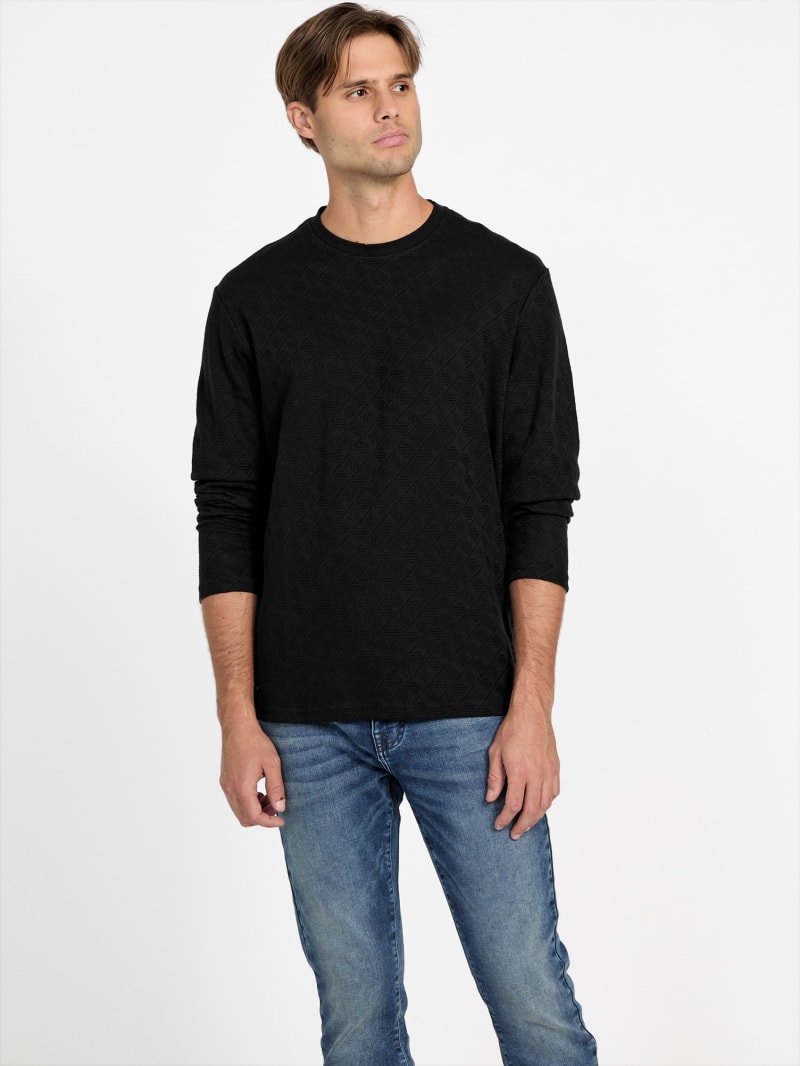 Carine Textured Long-Sleeve Tee | GUESS Factory