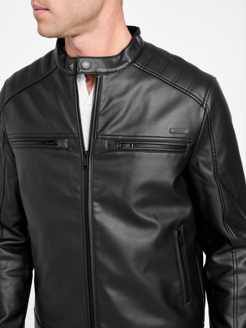 ⭐️ ケケちゃん ⭐️ LLサイズ　グレー・ブラック Mack Faux-Leather Moto Jacket | GUESS Factory