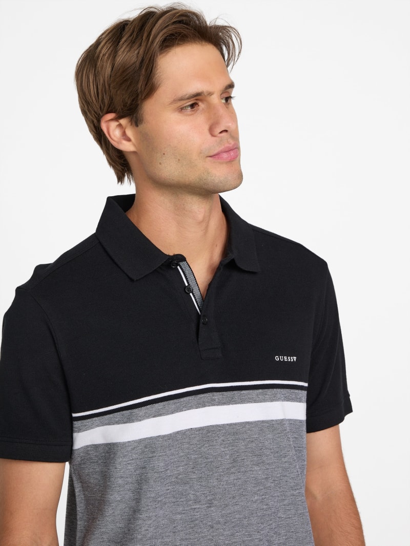 Teo Color-Block Striped Polo | GUESS Factory