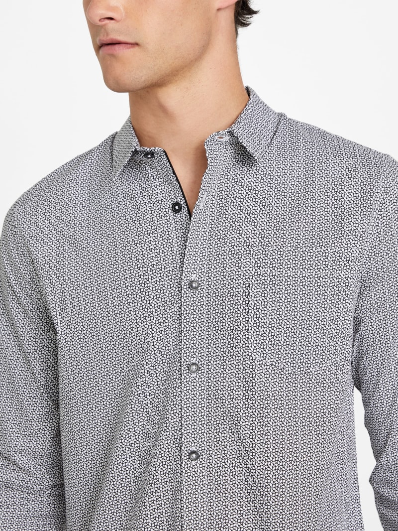 Troy Geometric Poplin Shirt | GUESS Factory