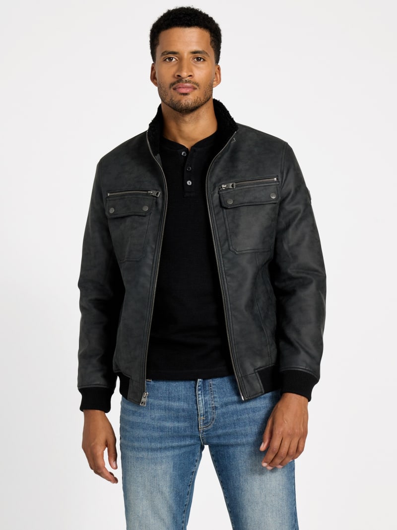 Callen Faux-Leather Jacket | GUESS Factory Ca