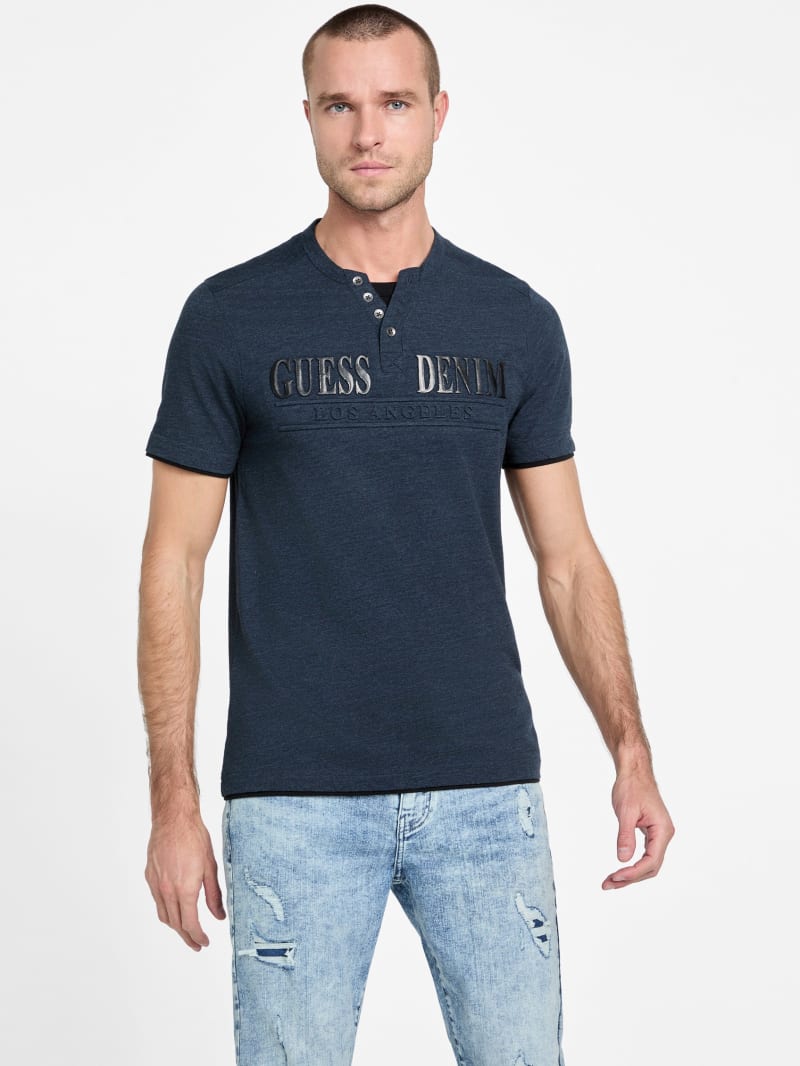 Tedger Logo Marled Henley Tee