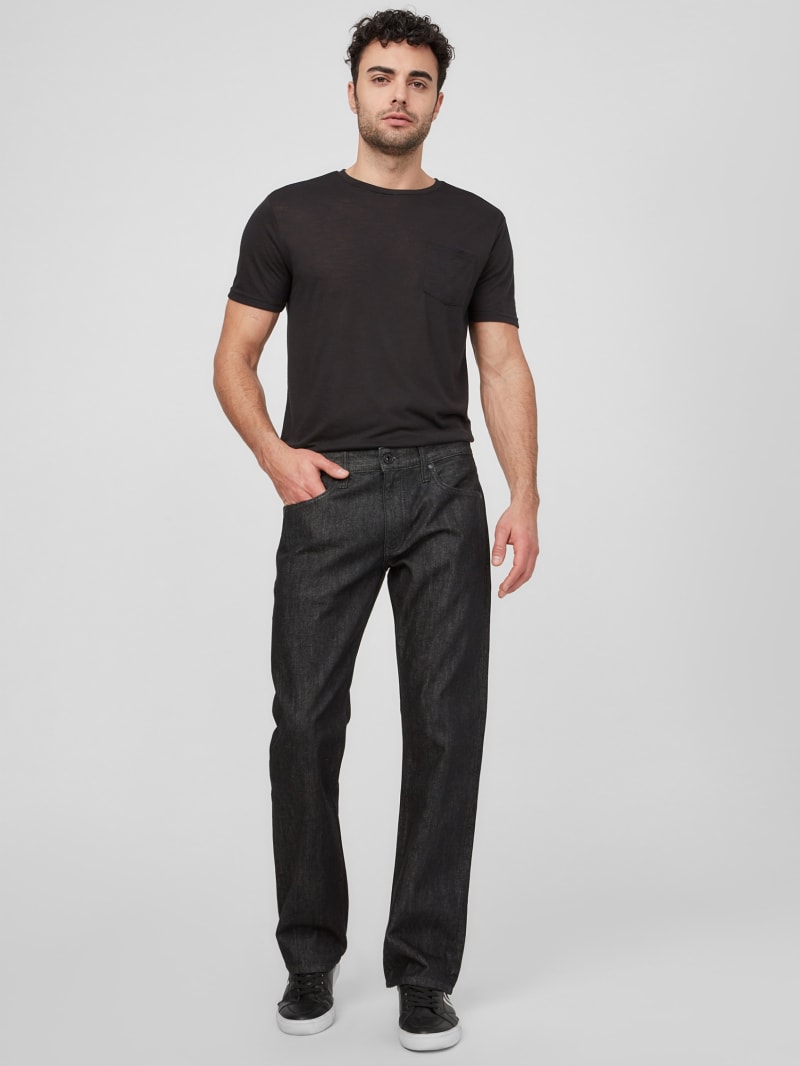GUESS Factory Men's Rowland Relaxed Straight Jeans Clothing, Shoes