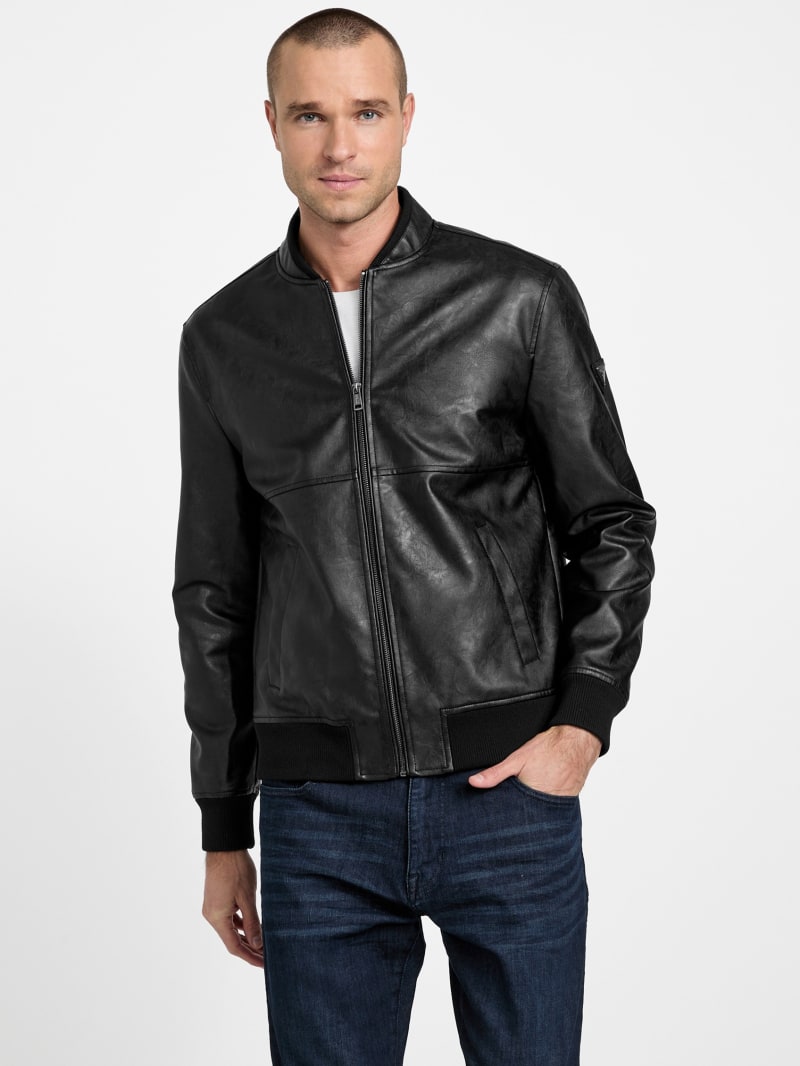 Clint Faux-Leather Flight Jacket | GUESS Factory
