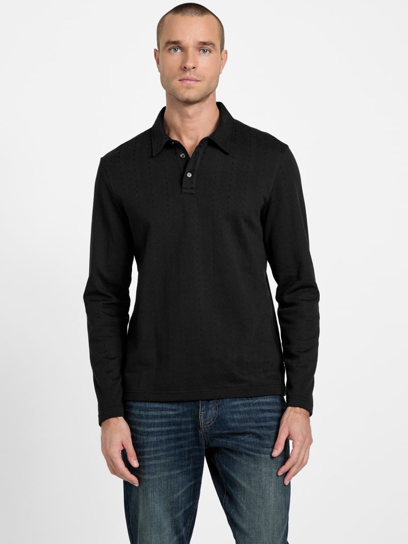 Noel Jacquard Long-Sleeve Polo | GUESS Factory