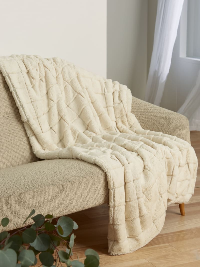 Quilted FauxFur Blanket GUESS