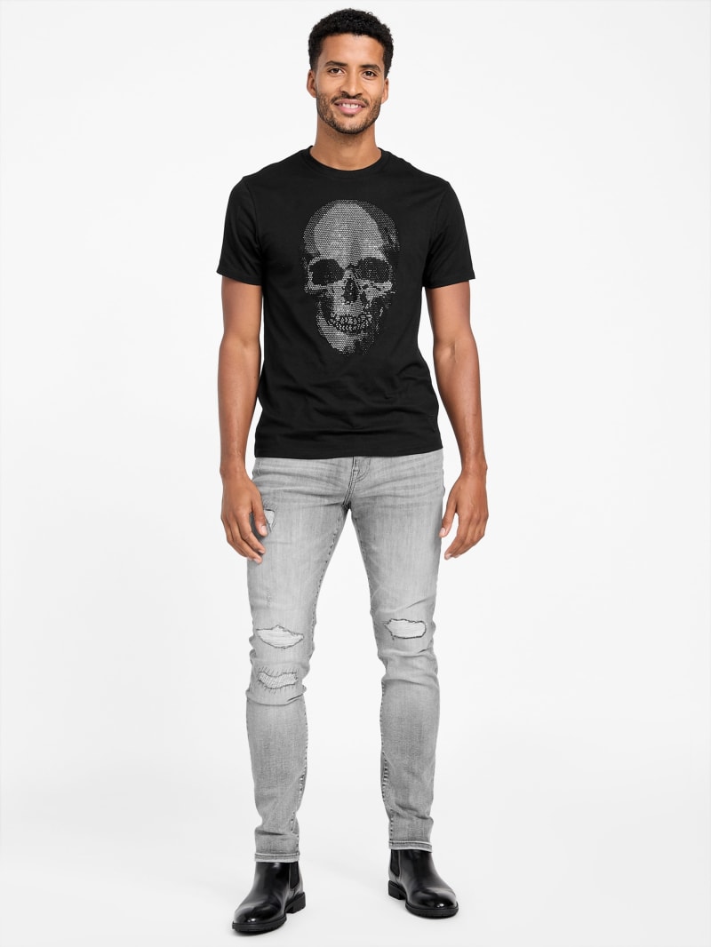 ERL23ss SKULL PRINT CROPPED T−SHIRT ERL, イーアールエル SS25 UNISEX SKULL T-SHIRT KNIT / SKULL