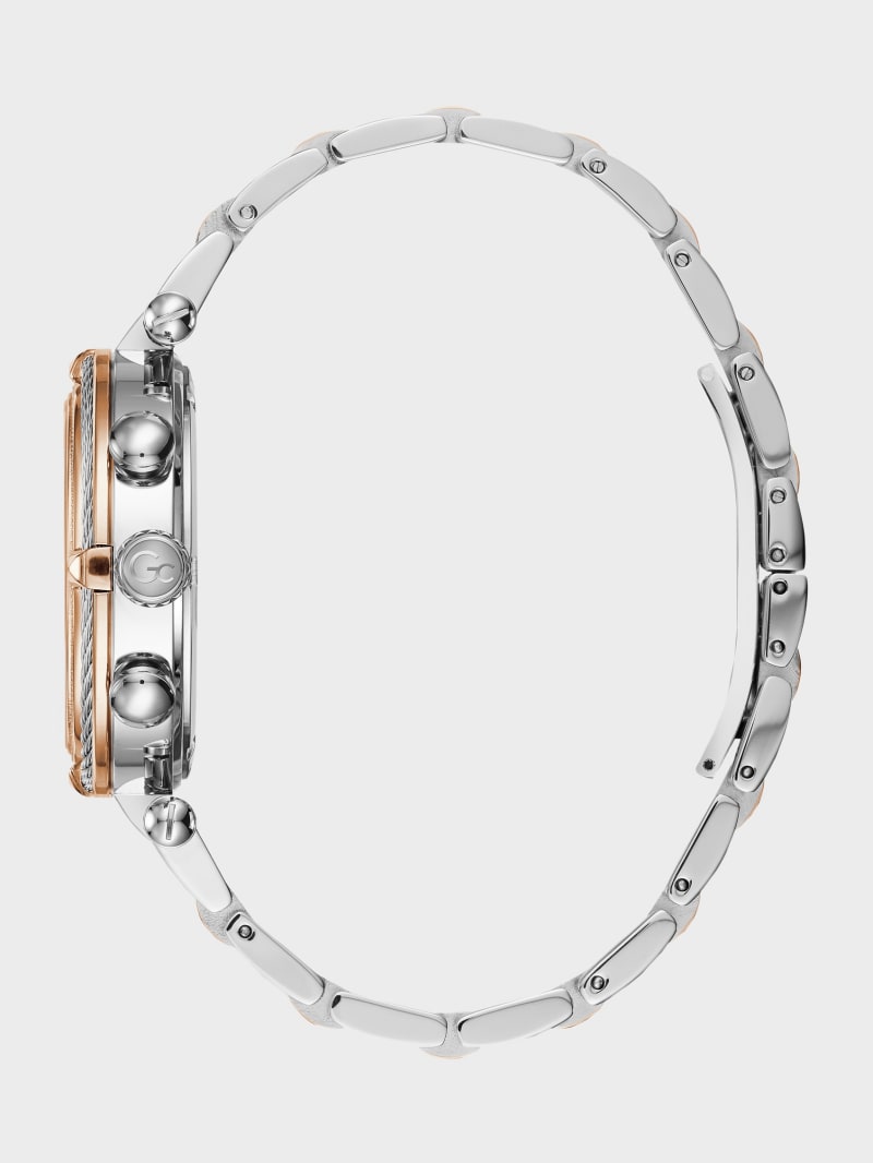 Gc Silver and Rose GoldTone MultiTime Zone Watch GUESS