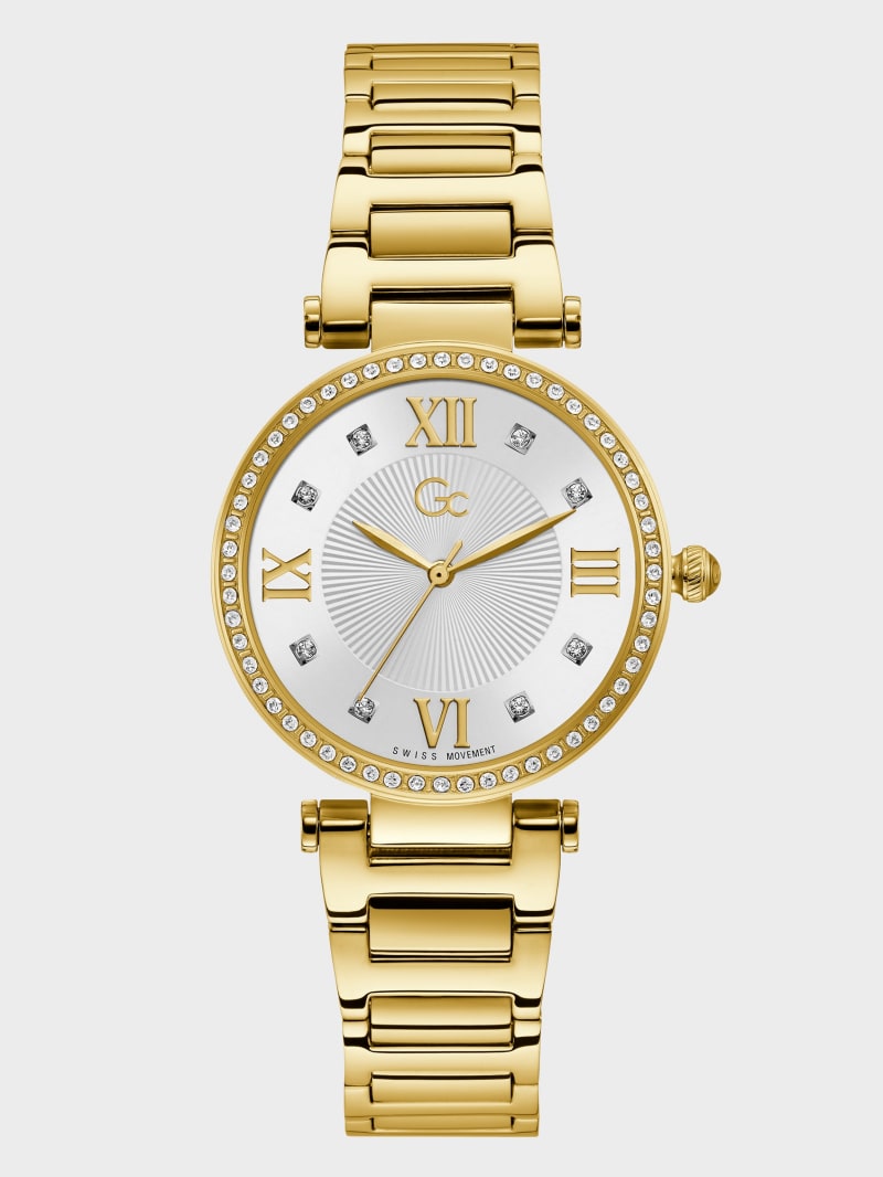 Gc Gold-Tone Crystal Analog Watch