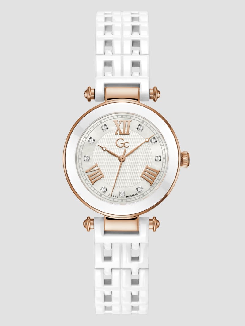 Guess collection white ceramic watch hot sale