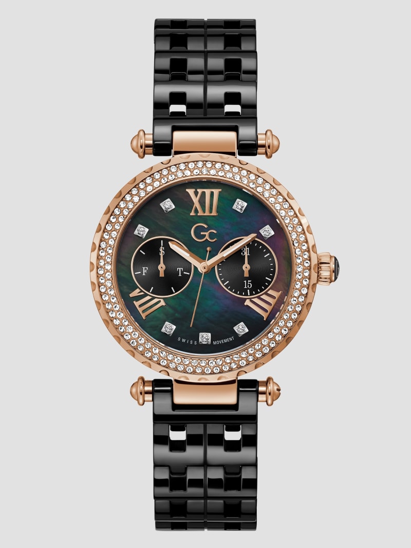 Black Mother-of-Pearl and Ceramic Analog Watch