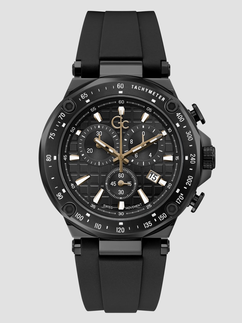 Black Silicone Sport Chronograph Watch