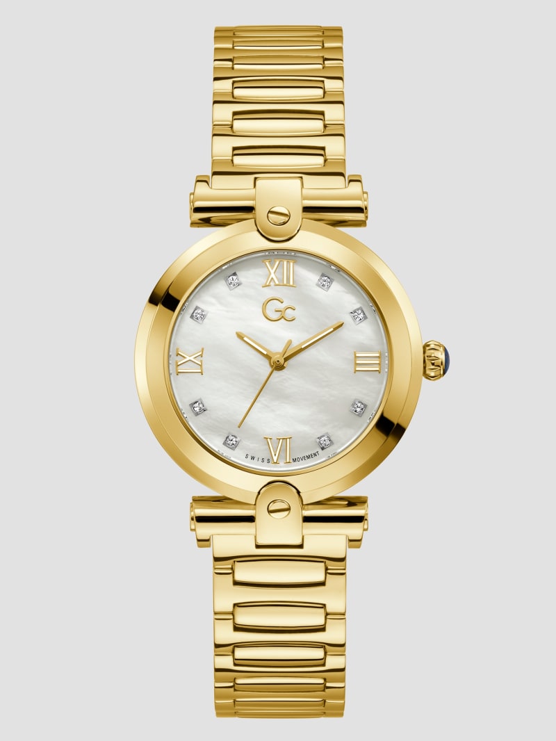 Gold Tone Mother of Pearl Analog Watch GUESS