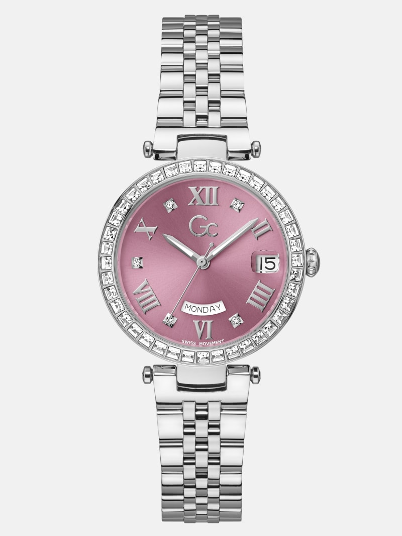 Gc Silver-Tone and Multifunctional Watch