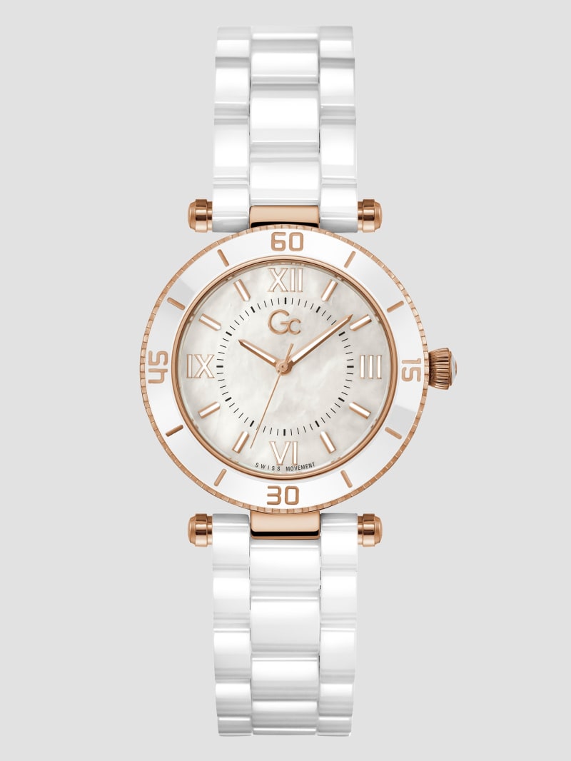 Gc Mother-of-Pearl and Ceramic Analog Watch