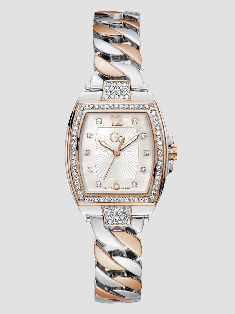 Gc Rose Gold and Silver Tone Chain Link Analog Watch