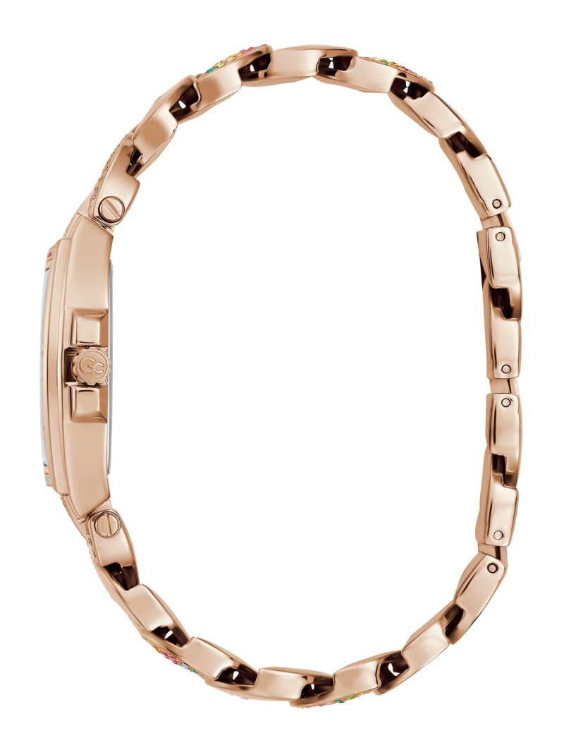 Gc Rose Gold-Tone and Crystal Chain-Link Analog Watch