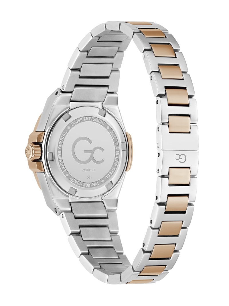 GUESS® Gc Two-Tone and Blue Analog Watch Women