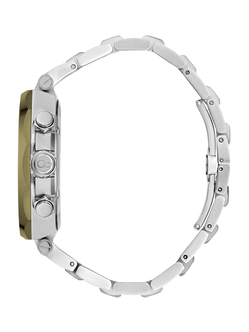 GUESS® Gc Silver and Green-Tone Metal Chronograph Watch