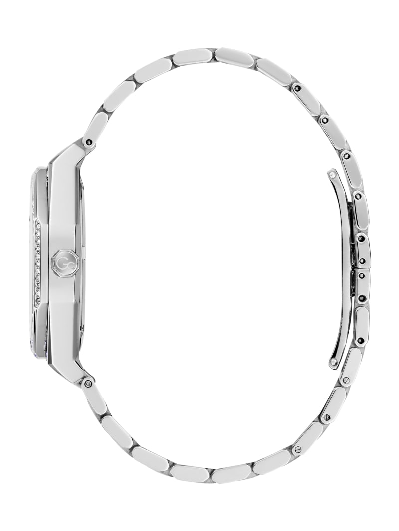 Gc Silver-Tone Crystal Analog Watch