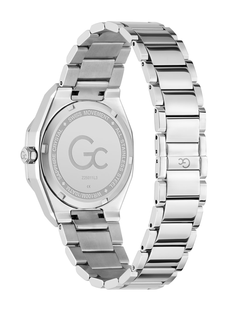 Gc Silver-Tone Crystal Analog Watch
