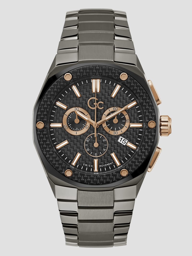 Dark Silver-Tone and Rose Chronograph Watch | GUESS