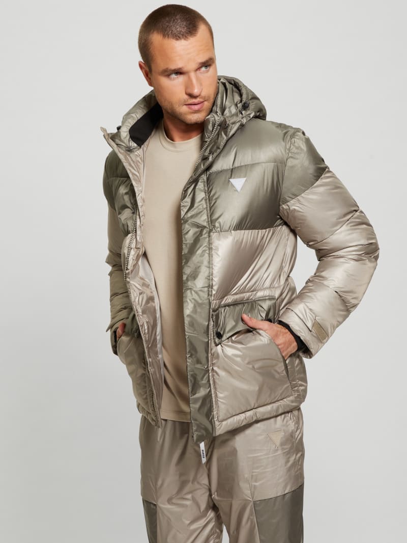 Guess long down deals jacket with hood
