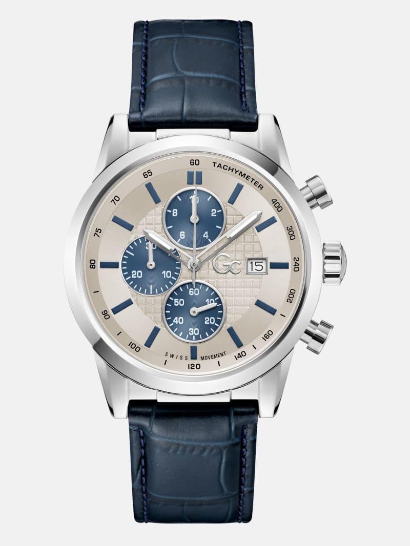 MARCIANO by GUESS® Silver-Tone Multifunction Leather Watch