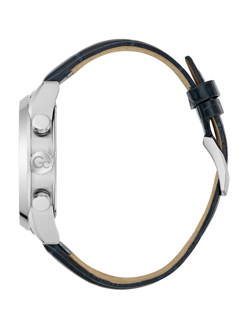 GUESS® Silver-Tone Multifunction Leather Watch