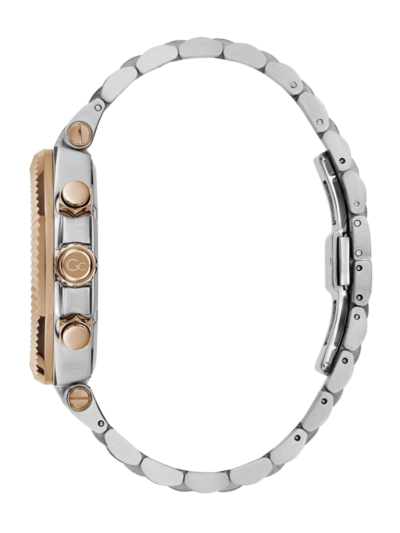 Gc Silver and Rose Gold-Tone Chronograph Watch