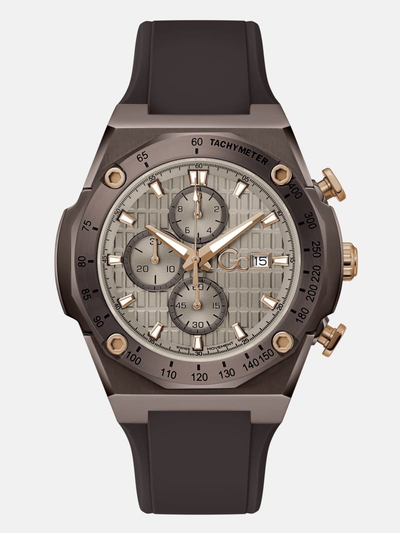 Gc Brown Silicone Chronograph Watch