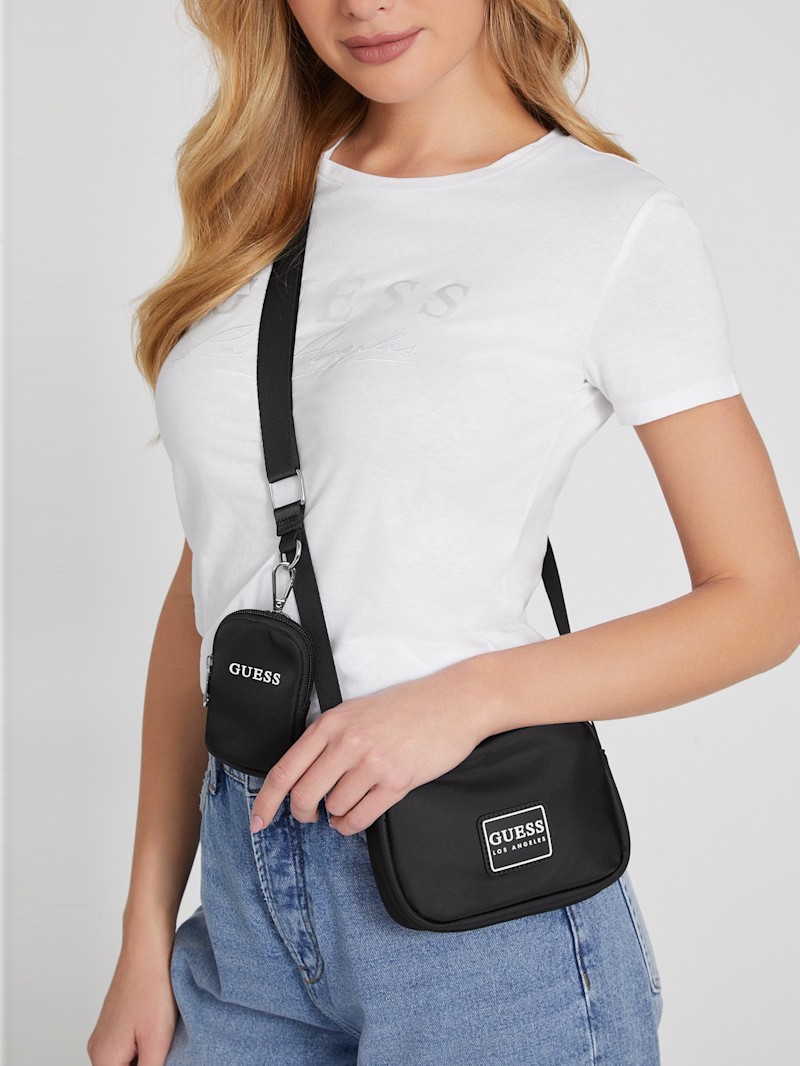 【THE IDENTITY PROJECT】Leather rubbrer logo crossbag True Religion Women's Crossbody Bag with Branded Logo Detail