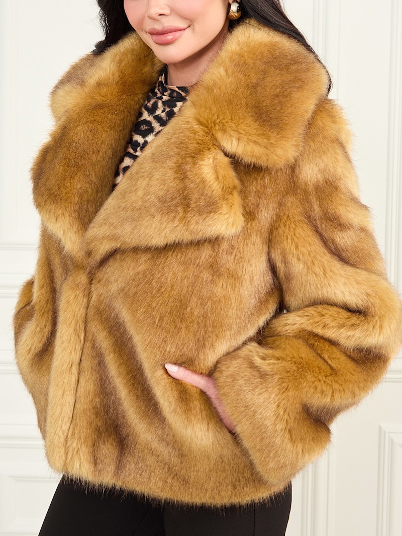 ジャケット・アウター felim FAKE FUR NUDE COAT Fox Fur Coat for Women Short Fur Jacket Warm Coat Faux Fur